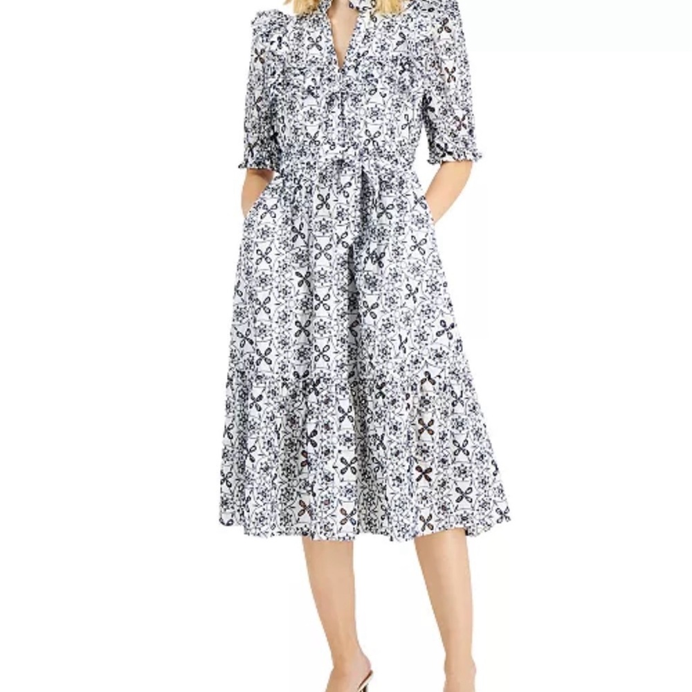 Elegant Black and White Floral Dress